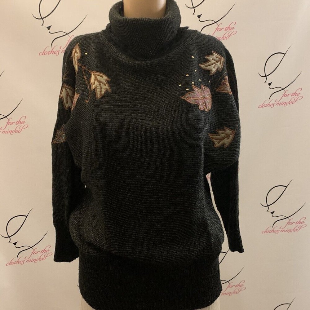 Mariea Kim Vintage Pullover Sweater. Sz S. Turtleneck. Knit On Sleeves. B66